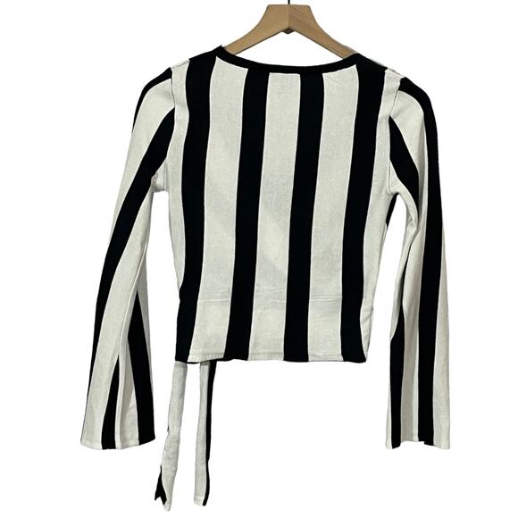 Topshop Striped Side Tie Knit Top - Navy/White - US 2 - Picture 6 of 14